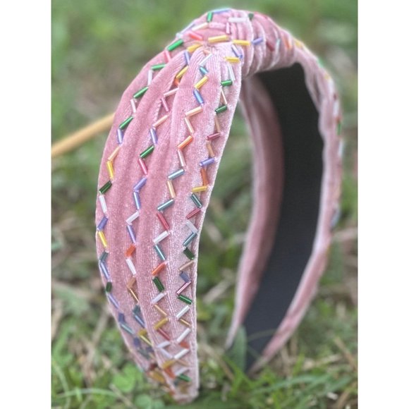 Easter Headband, Velvet Knot Headband, Party Headband, Sprinkle Confetti Knot - Picture 2 of 4